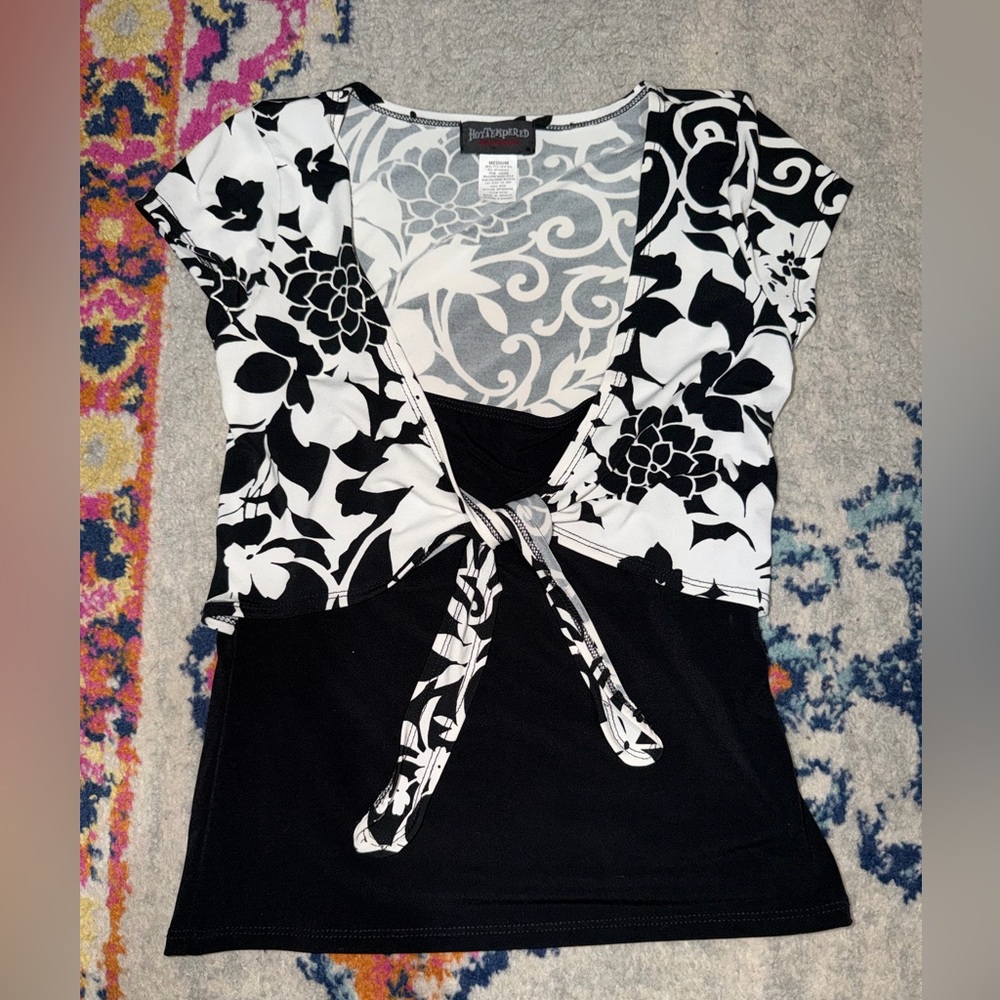 Stylish Black and White Floral Blouse